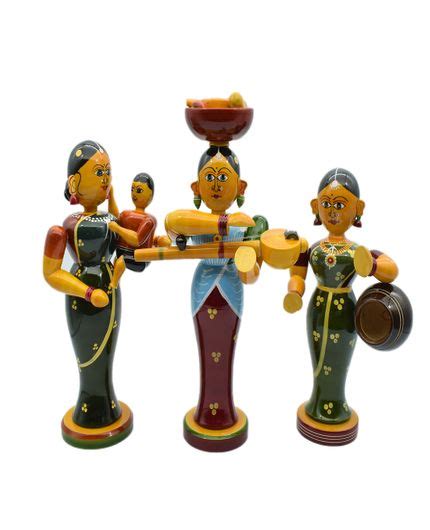 Channapatna Wooden Women Dolls Showpiece for Home Decor » Puja N Pujari ...