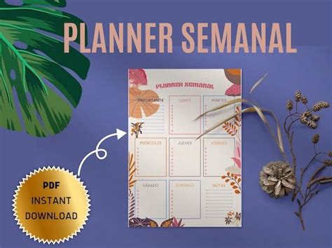 Dina4 Planner Semanal Descarga Inmediata Planificador Organizador Semanal Producto Digital