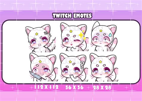 Cute Cat Twitch Sub Emotes Twitch Graphics Bits Emotes Big Pack