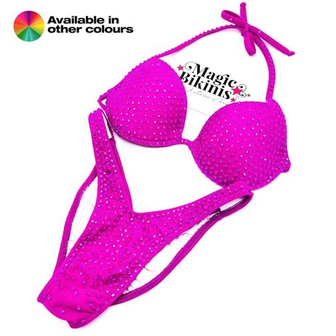 Quick Ship Bikini Lycra With Matching Crystals Ifbb Nabba Pca Wff Ibff Magic Bikinis