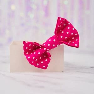 Hot Pink Polka Dot Headband And Bow Hair Clip Gift Box Set Etsy UK