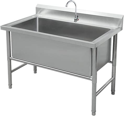 Large Free Standing Utility Sink Laundry Tub Stainless Steel Single