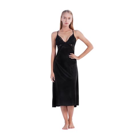 Women S Sexy Lingerie Nightgown Lace Satin Chemise Silk Slip Full Sleepwear Bridal Babydoll