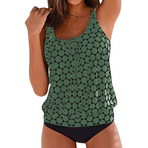 Lojoutye NEW Swimwears Tankinis Set Women High Waisted Bikini Swim Dresses For Older Women