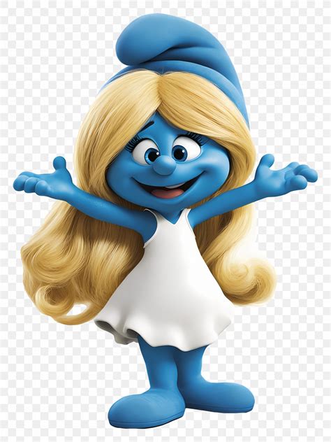 Smurfette Blue Cartoon Character With Long Blonde Hair PNG X Px Smurfette Animated