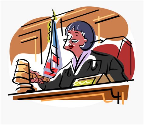 Vector Illustration Of Judicial Judge At Bench In Court - Judge Clipart ...