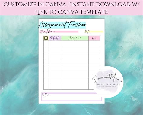 Editable Assignment Tracker Template, Homeschool Daily Assignment ...