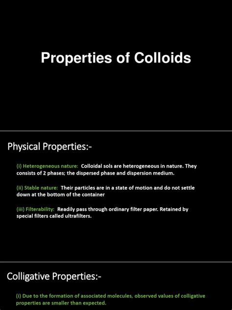 Properties of Colloids | PDF | Colloid | Brownian Motion