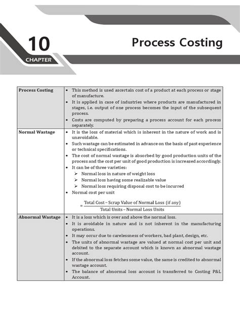 process costing  cost profit economics
