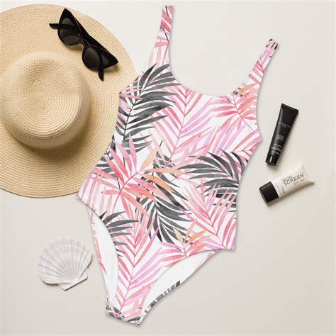 Soft Pink Tropical One-Piece Swimsuit | FIERCEPULSE