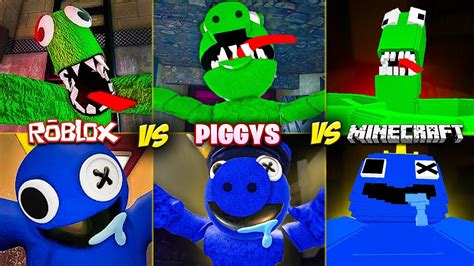 Roblox Rainbow Friends All Jumpscares Vs Rainbow Piggys Vs Minecraft Vs