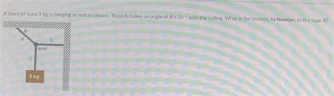 Solved A block of mass 5 kg is hanging at rest as shown. | Chegg.com
