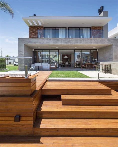 modern architecture house  wooden steps