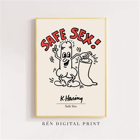 Keith Haring Poster Keith Haring Safe Sex Print Retro Wall Etsy