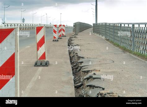repair broken sidewalk pavement cracks stock photo alamy