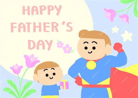 Feliz Día Del Padre Al Estilo De Los Dibujos Animados Vector Premium