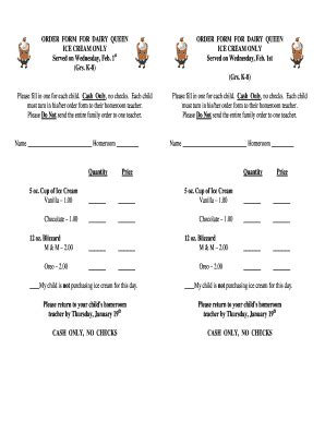 Ice Cream Order Form Fill Online Printable Fillable Blank Pdffiller