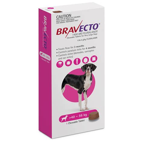 Bravecto Flea And Tick Chew For Dogs 88 123 Lbs 40 56 Kg Pink 1