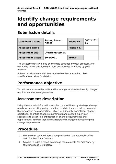 Assessment Task Torres Romar Ann B Bsbinn Change Identify