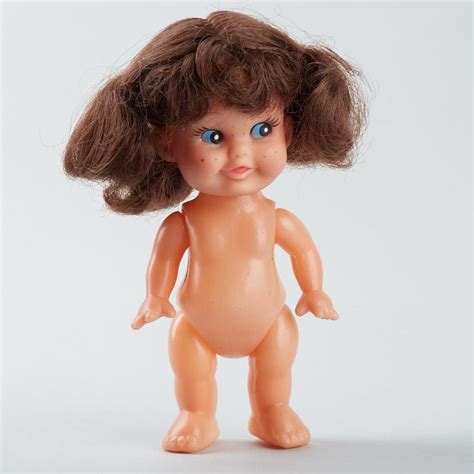 Brunette Freckled Face Vinyl Doll True Vintage Plastic And Vinyl