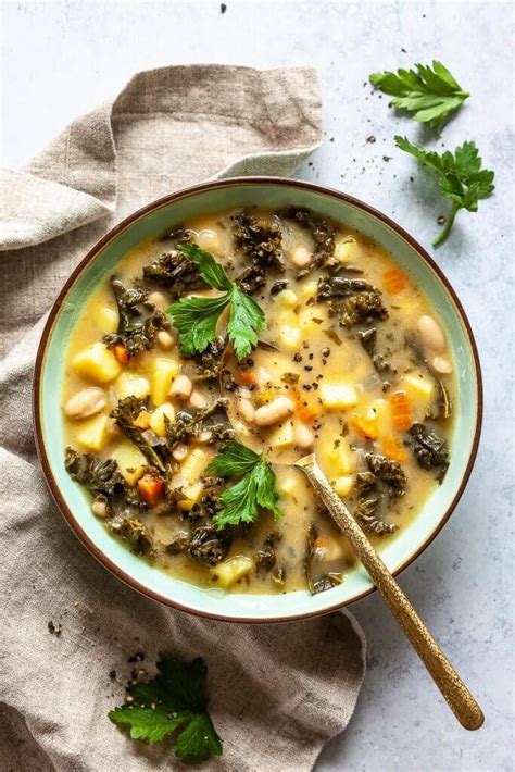 Vegan White Bean And Kale Soup With Potatoes Is A Hearty Winter Soup