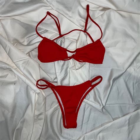 Shein Red Bikini Women S Fashion Swimwear Bikinis Swimsuits On Carousell