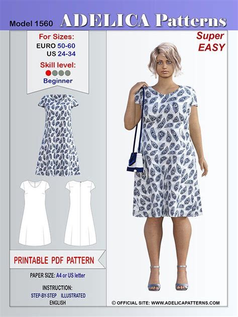 Adelica Pattern 1560 Plus Size Dress Sewing Patterns Summer Dress