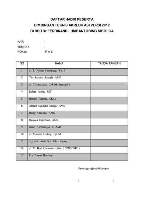 Daftar Hadir Peserta Pdf