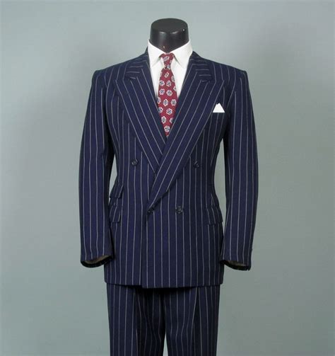 Vintage 1940s Mens Suit Bright Navy Pinstripe 4 By Jauntyrooster 1940s