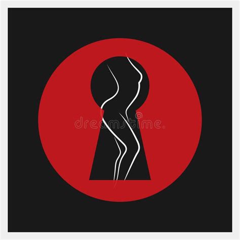Beautiful Naked Girl Naked Pinup Woman In Keyhole Peeped Through The Keyhole Erotic Vector