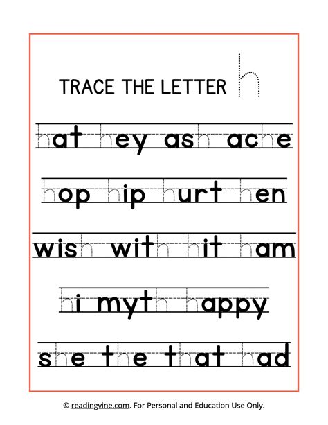 Tracing Letter H Worksheets For Preschool