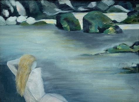 Rachel Jeffery Art Seated Nude Green With Orange Textures