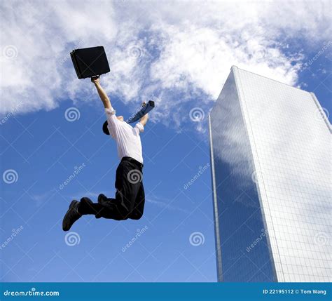 Happy Businessman Jumping Stock Photo Image Of Relax 22195112