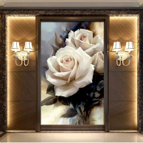 Beibehang White Roses 3d Stereoscopic Video Mural Wallpaper Sofa Tv Background Wall Paper