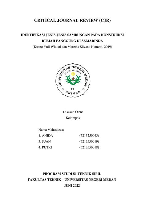 Cjr Struktur Kayu Critical Journal Review Cjr Identifikasi Jenis