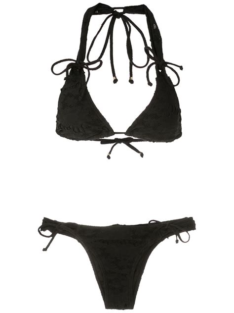 Amir Slama Perforated Detail Bikini Set Black FARFETCH