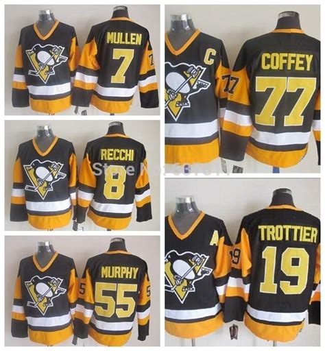 2017 2015 Vintage Pittsburgh Penguins Hockey Jerseys 19 Bryan Trottier ...