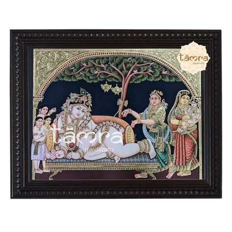 Tanjore Painting Rukmani Krishna Tamra Handicrafts