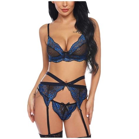 Gzea Sexy Women Embroidery Lace Bra Sexy Lingerie With Garter Thong