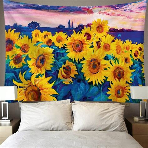 Floral Sunflower Tapestry Sunflowers Wall Hanging Tapestry Etsy