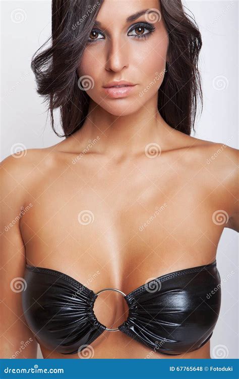 Glamour Brunette Girl In Black Bra Stock Photo Image Of Caucasian Body