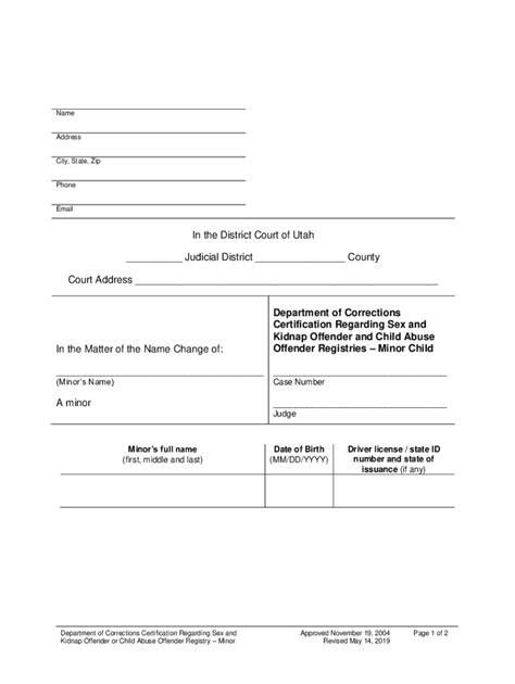 Fillable Online Department Of Corrections Certification Regarding Sex And Kidnap Offender And