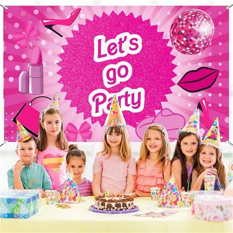 Hot Pink Let S Go Party Banner Princess Theme Photo Booth Props Backdrop For Girls Women