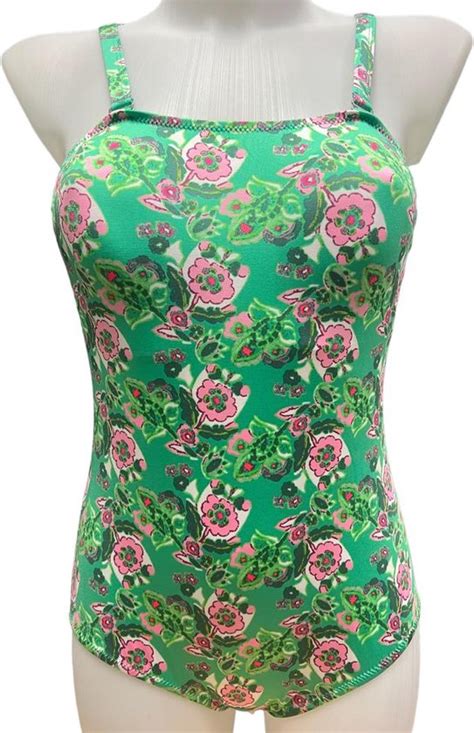 Badpak Zwempak Fashion Zwemkleding Bikini Badmode Groen Met Bloemendetails Bol