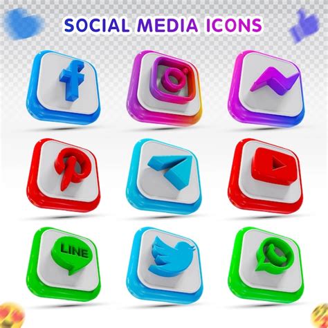 Social Media Iconen 3d Set Logo Met Facebook Instagram Twitter