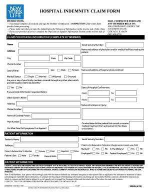 Fillable Online Hospital Indemnity Claim Form Fax Email Print Pdffiller