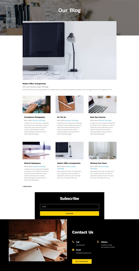 Renovation Blog Page Divi Layout By Elegant Themes