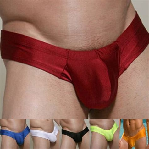 Mens Bulge Pouch Underwear Briefs Breathable Tangas Bikini Thong Swimwear Shorts EBay