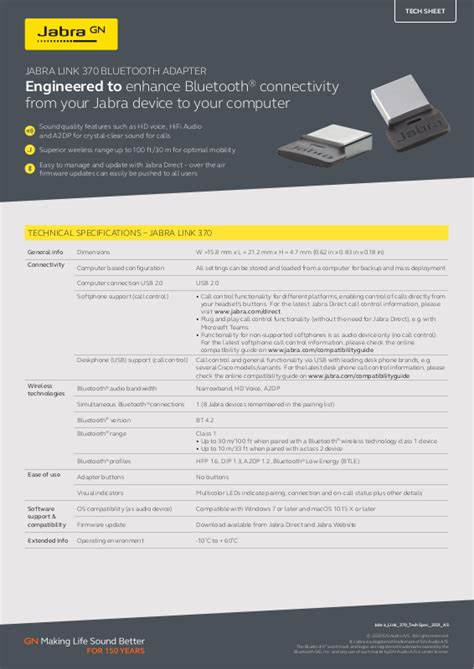 Jabra Link 370 Headset User Manual