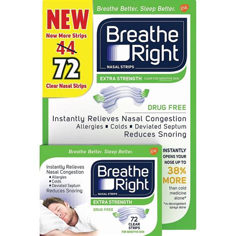 Breathe Right Nasal Strips To Stop Snoring Drug Free Extra Clear